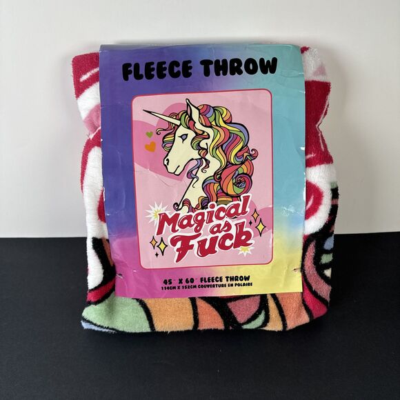 Magical‎ As F*ck 45x60 Fleece Throw Sparkly Colorful Unicorn Funny Blanket NEW - Picture 1 of 8